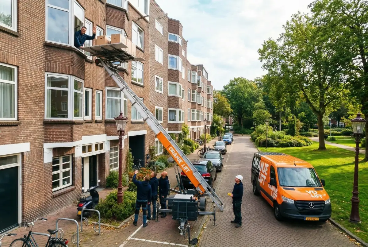 Verhuislift bij jaren-30 pand in Amsterdam Oud-Zuid